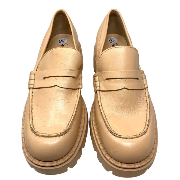 NEW Free People Lyra Lug Sole Tan Leather Loafers Chunky Platform Sz 39 NWOB - Picture 5 of 11